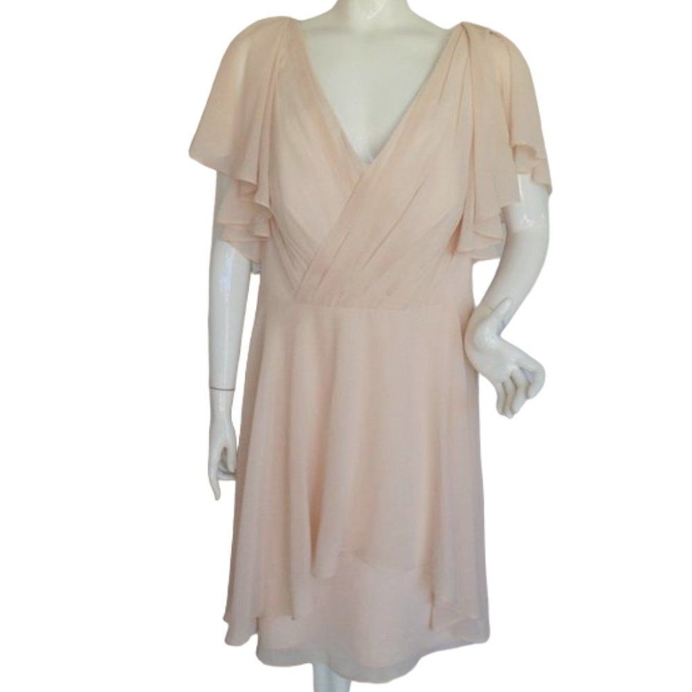 new AZAZIE Dress, A20, Rose Petal Pink, Split sleeve, Knee length, Lower V-neck